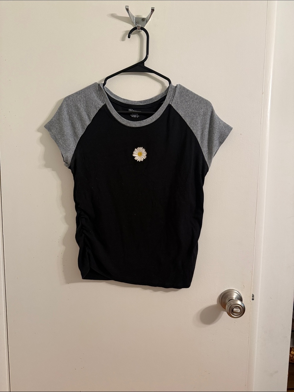 No Boundaries Black Tee with Heather Gray Raglan Accents